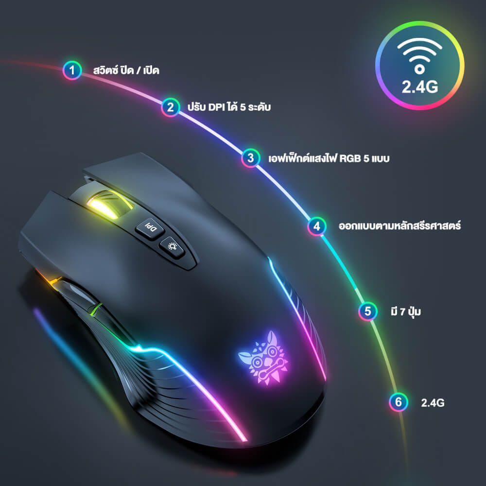 เมาส์เกมมิ่งไร้สาย ONIKUMA CW905 WIRELESS GAMING MOUSE - สีดำ_3